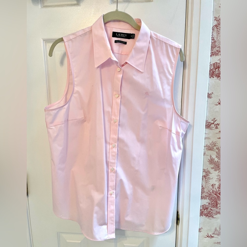 Ralph Lauren sleeveless pink shirt.  Size XL.